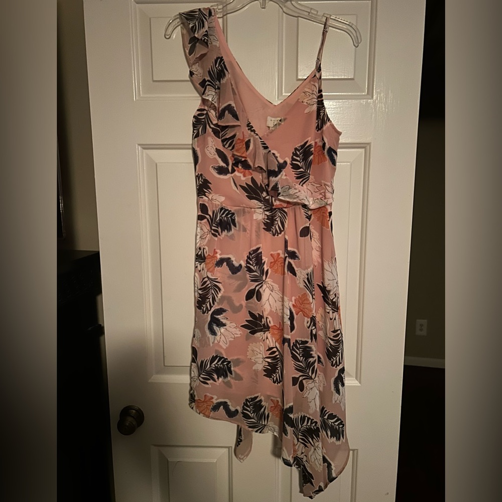NWOT a new day - floral midi dress - asymmetrical - pink floral - size S
